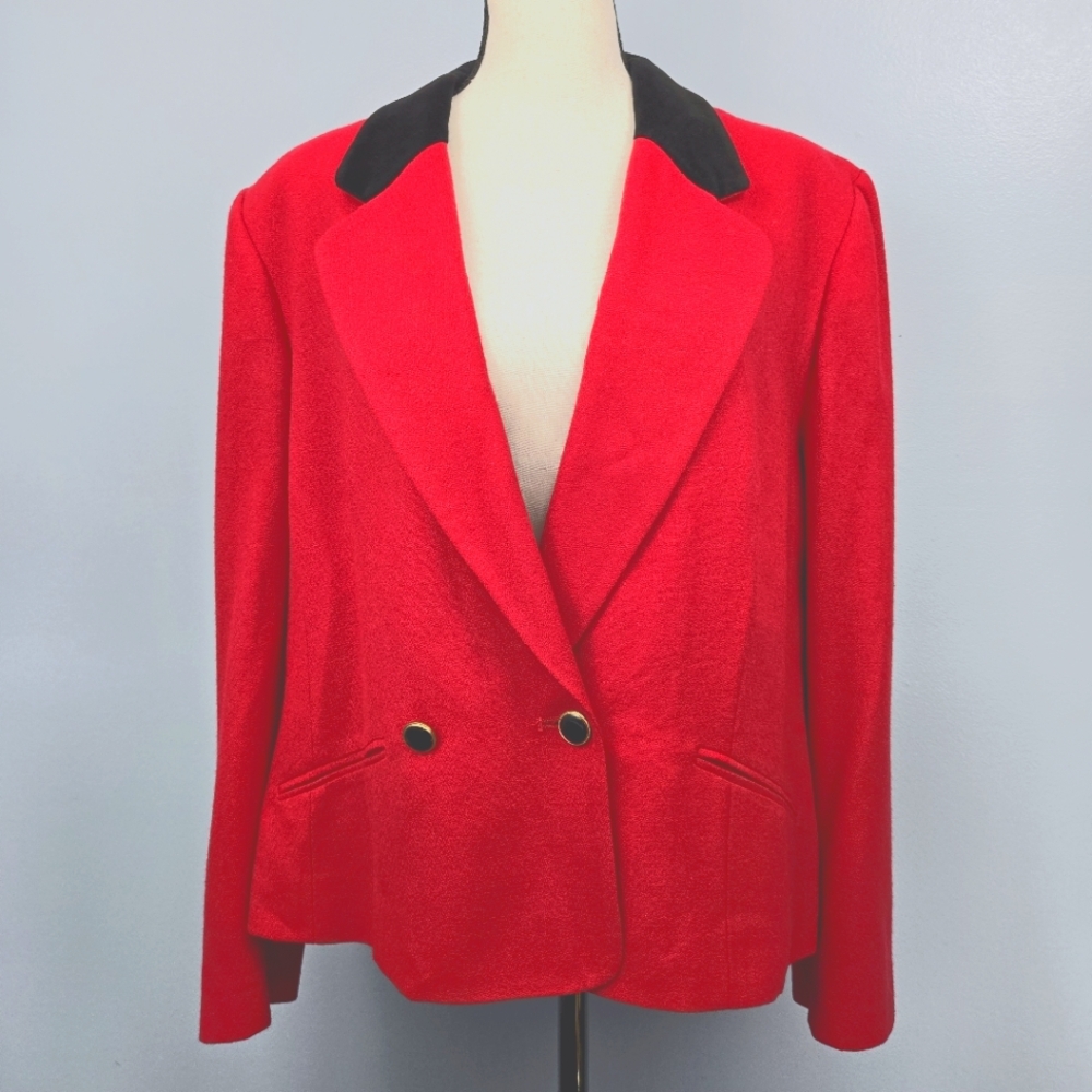Pendleton Vintage Womens Red 100% Virgin Wool Jacket Blazer Size Large‎